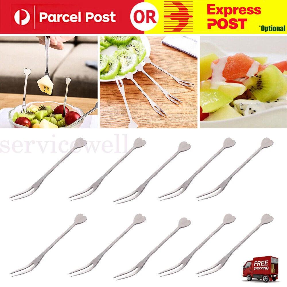 10 Pcs Stainless Steel Fruit Fork Cake Dessert Fork Tableware Small Forks Picks