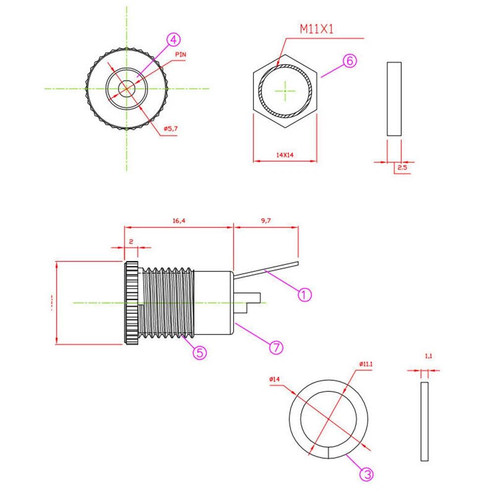 10pcs 5.5 mm x 2.1mm DC Power Jack Socket Female Panel Mount Connector DC 30V 5A - Image 3