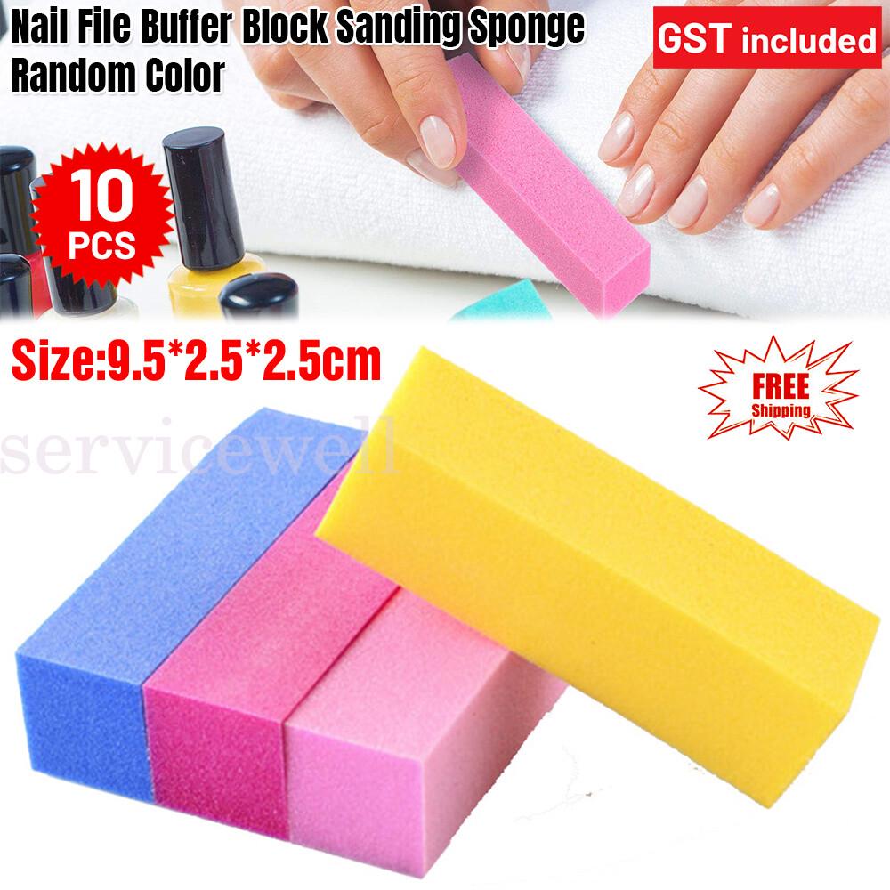 10pcs Block Acrylic Sponge Files Surface Art Sanding Manicure Care Buffer Nail