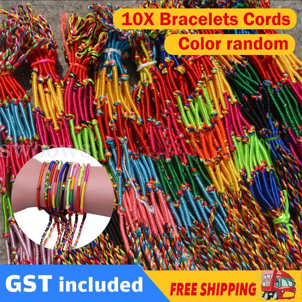10pcs Boho Bracelets Handmade Thread Woven Friendship Cords Hippie Anklet Braid