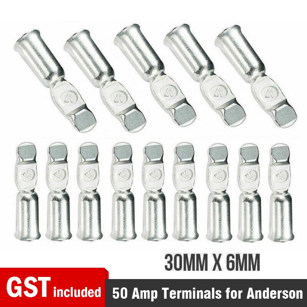 10pcs Lugs Terminals For Anderson Plug Contacts Pins 50 amp Connectors 6AWG AU