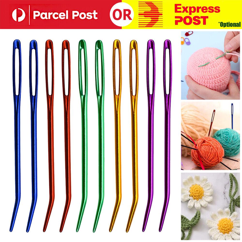 10xBent Blunt Darning Needle Set Aluminum Large Eye Bodkin Crochet Yarn Knitting