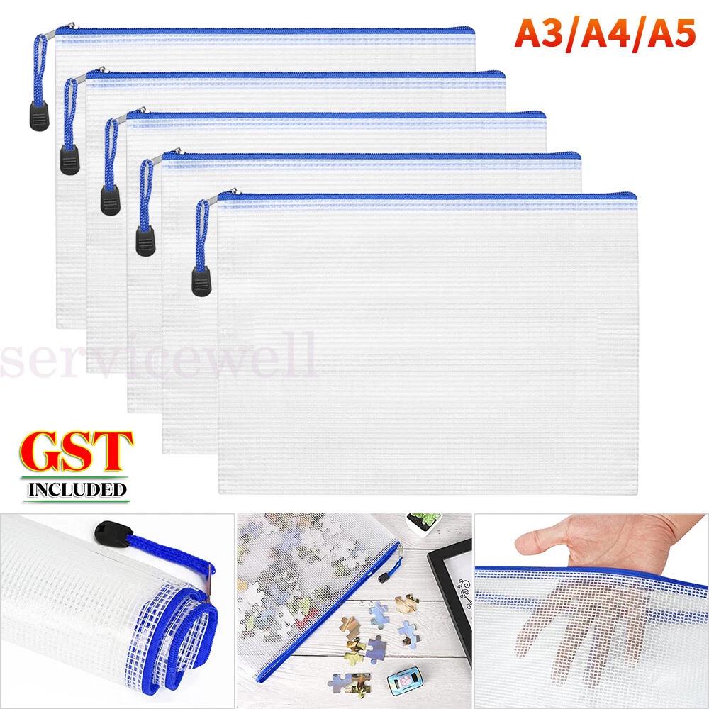 10x Mesh Zipper Pouch Document Bag File Folders Organizer A3 A4 A5 Size Office