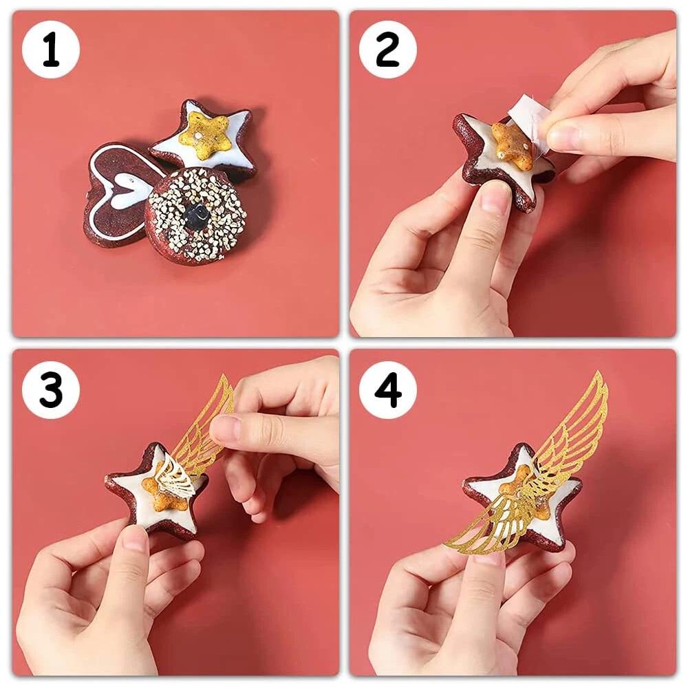 Chocolate Decoration Hollowed Wings Cupcake Toppers Gold Wings Decor - Image 2