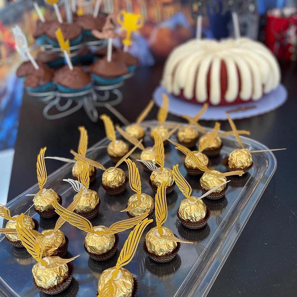 Chocolate Decoration Hollowed Wings Cupcake Toppers Gold Wings Decor - Image 4