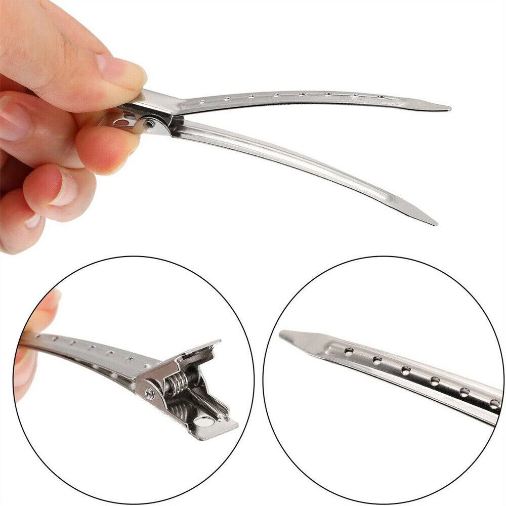 12 X Duck Bill Hair Clips Metal Alligator Curl Sectioning Clips with Holes AU - Image 2