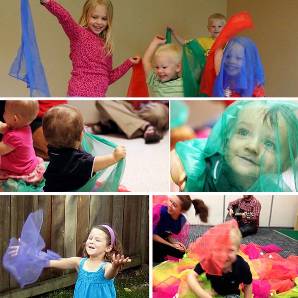 12pcs Gradient Juggling Silk Dance Magic Tricks Dancing Props Scarves Chiffon - Image 3