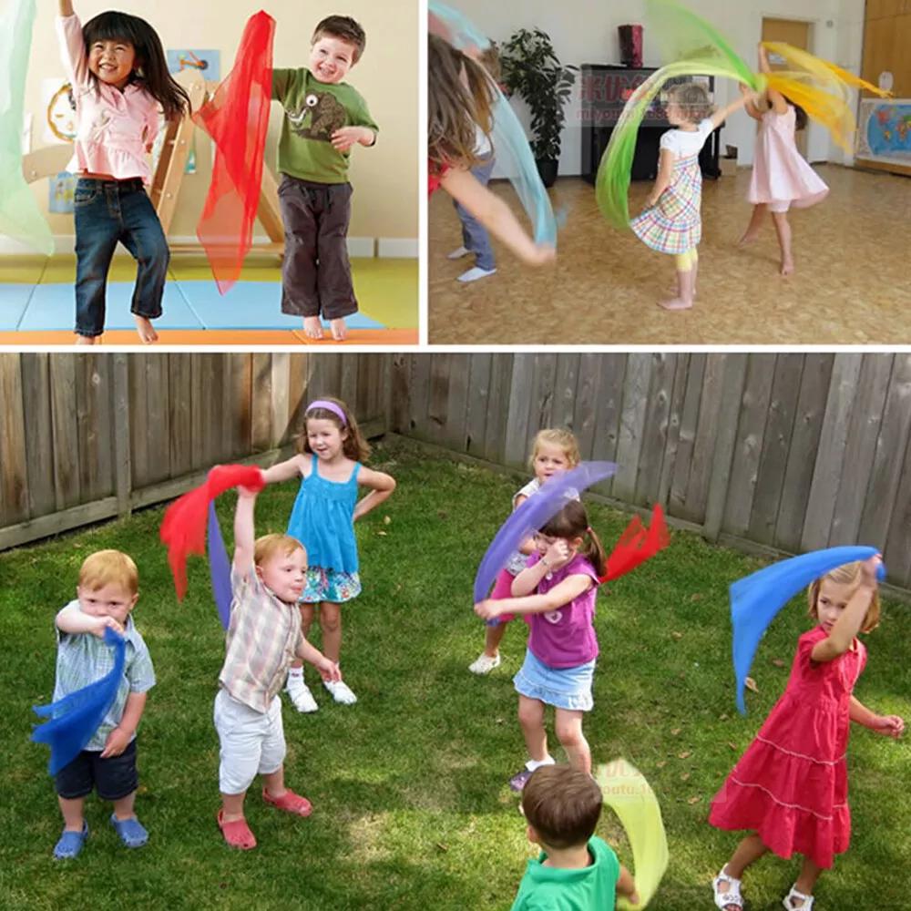 12pcs Gradient Juggling Silk Dance Magic Tricks Dancing Props Scarves Chiffon - Image 2