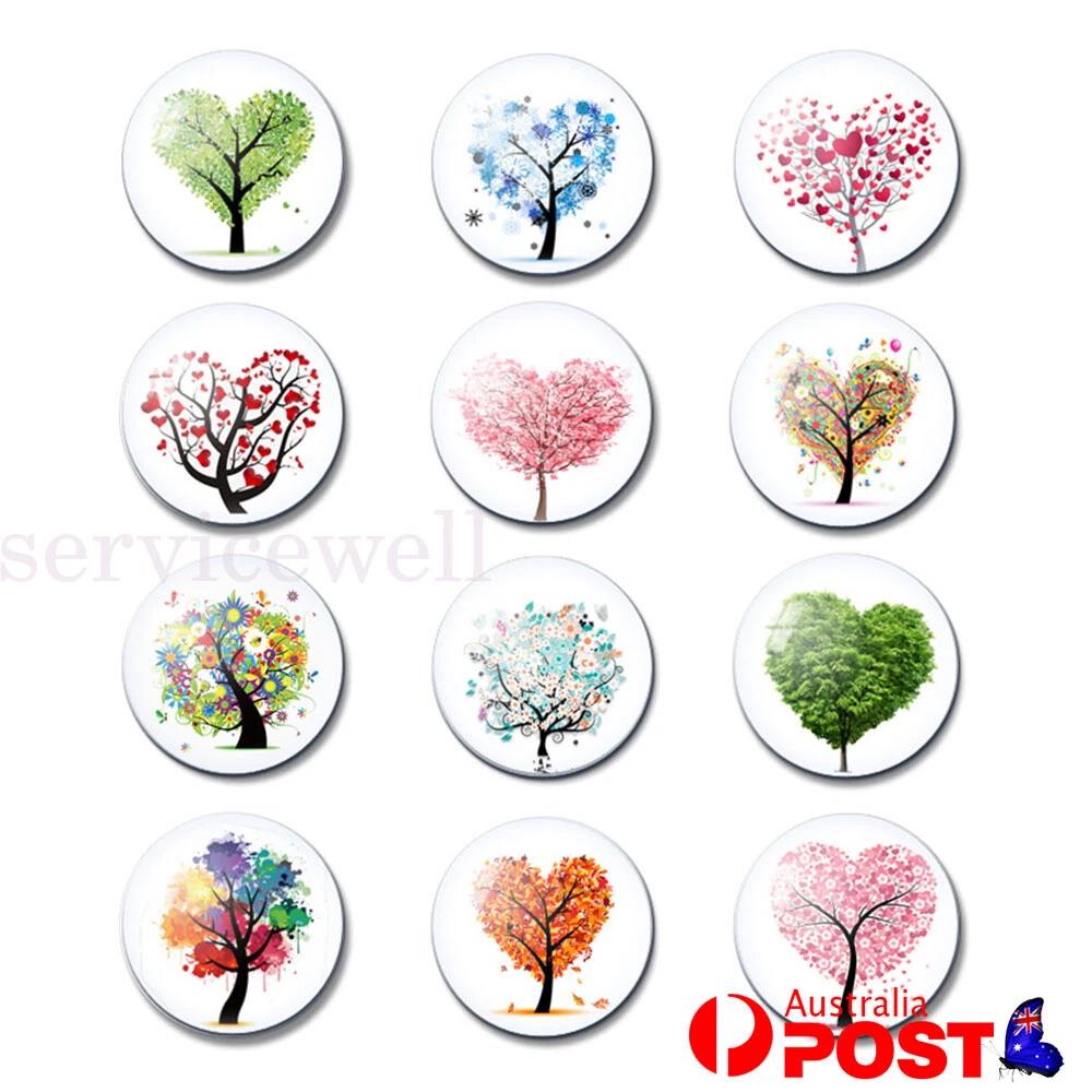 12pcs Magnets Tree Of Life Glass Stickers Whiteboard Decoration Fridge