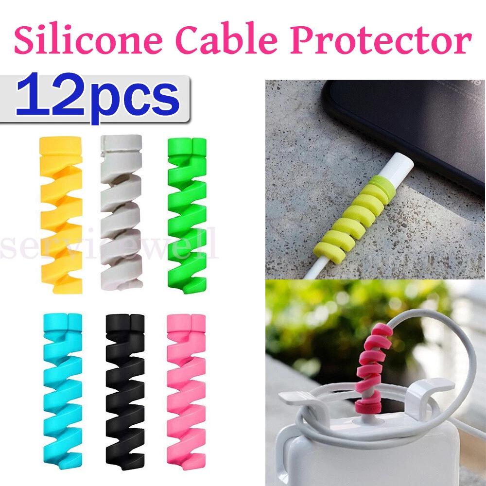12x Silicone Cable Protector cord Spiral Data Line Bobbin Winder Protective Tube