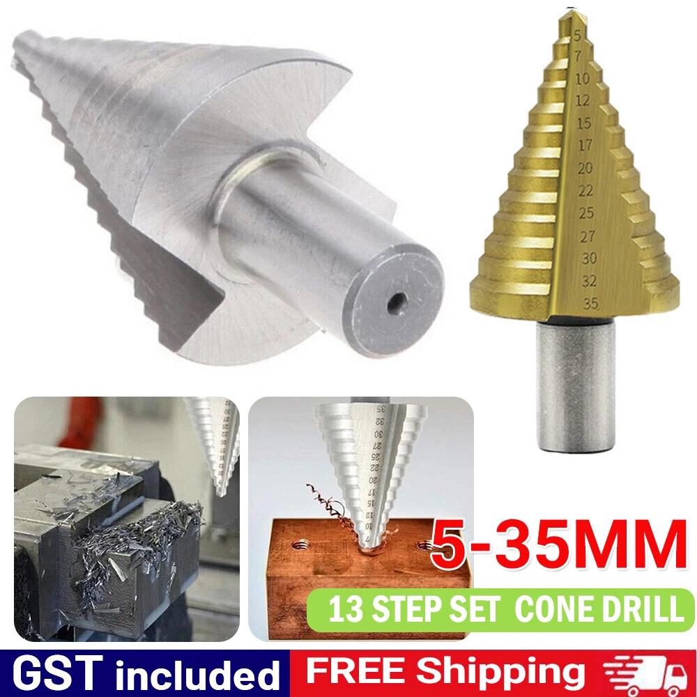 Step 5-35mm HSS Titanium Bit Groove Spiral Conical Cone Drill Set Cutter AU