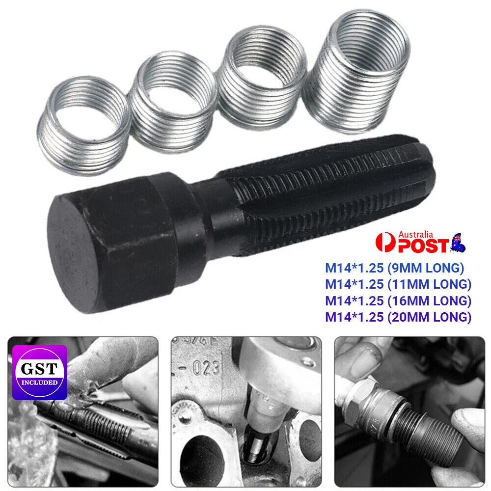 14MM Spark Plug Repair Kit and 4 Inserts Helicoil Thread Reamer Tap Repair AU