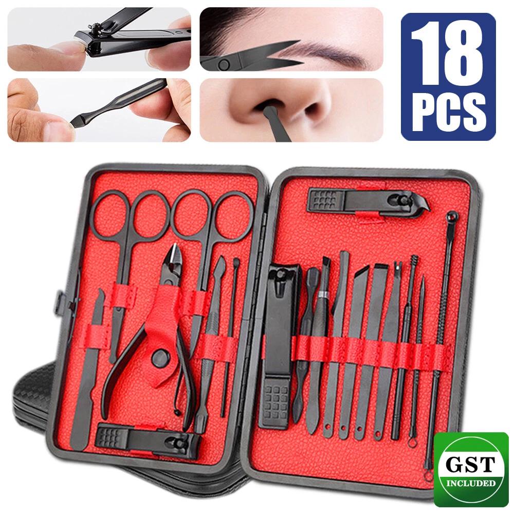 18PCS Set Tools Pedicure Kit Stainless Steel Nail Grooming Clippers Manicure AU