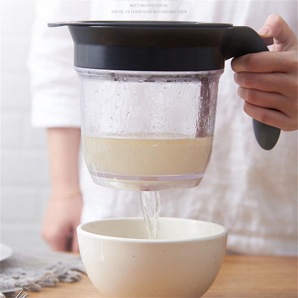 1L Fat Separator Dispenser with Kitchen Tool Strainer Bottom Release Gravy - Image 7