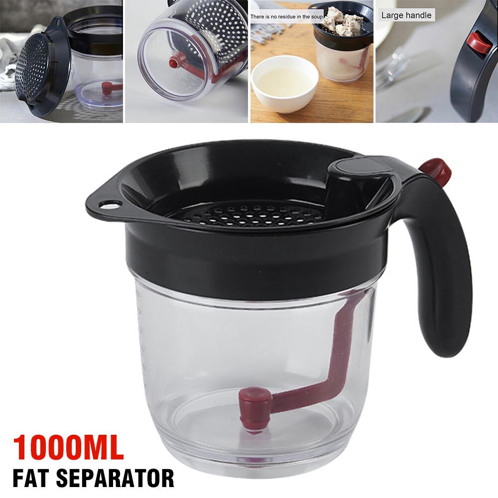 1L Fat Separator Dispenser with Kitchen Tool Strainer Bottom Release Gravy