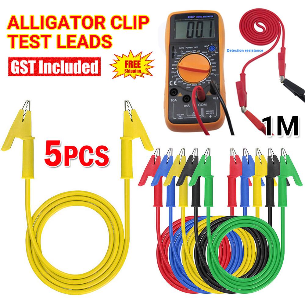 1M 5Pcs Dual Alligator Clips Multimer Test Leads Wire Cable with Insulators Clip