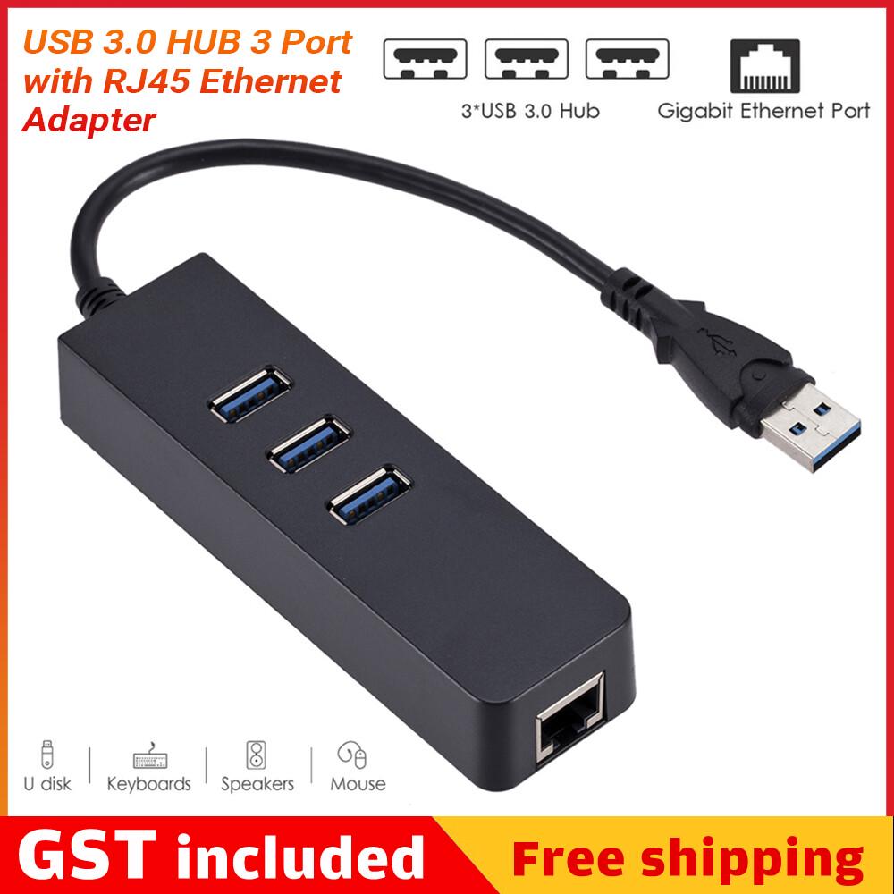 USB 3.0 HUB 3 Port with RJ45 Ethernet Adapter 100Mbps to PC MAC Laptop