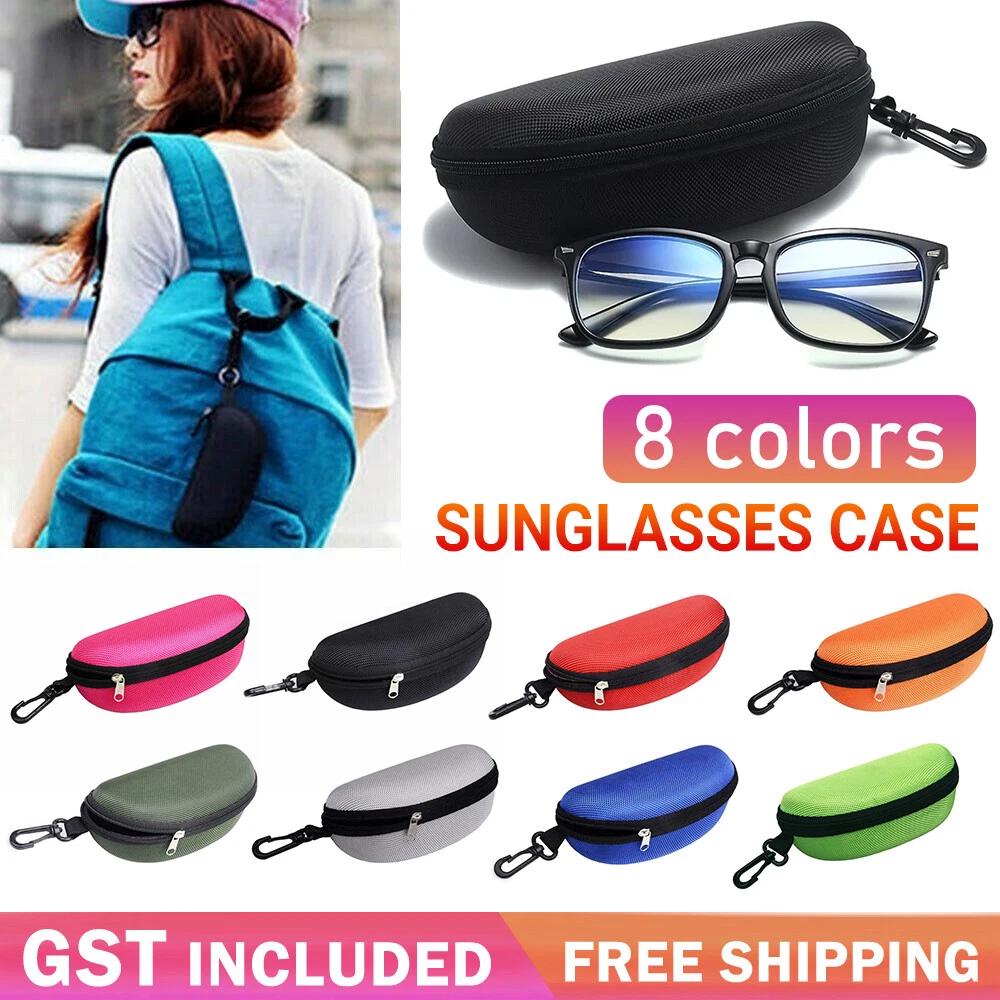 Portable Zipper EyeGlasses Sunglasses Clam Shell Hard Protector Case BoxPouch