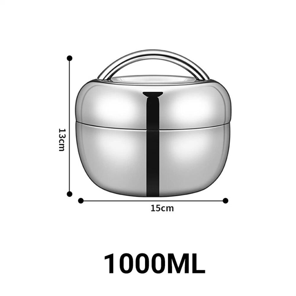Stainless Steel Thermo Insulated Thermal Lunch Bento Box Round Food Container - Image 3