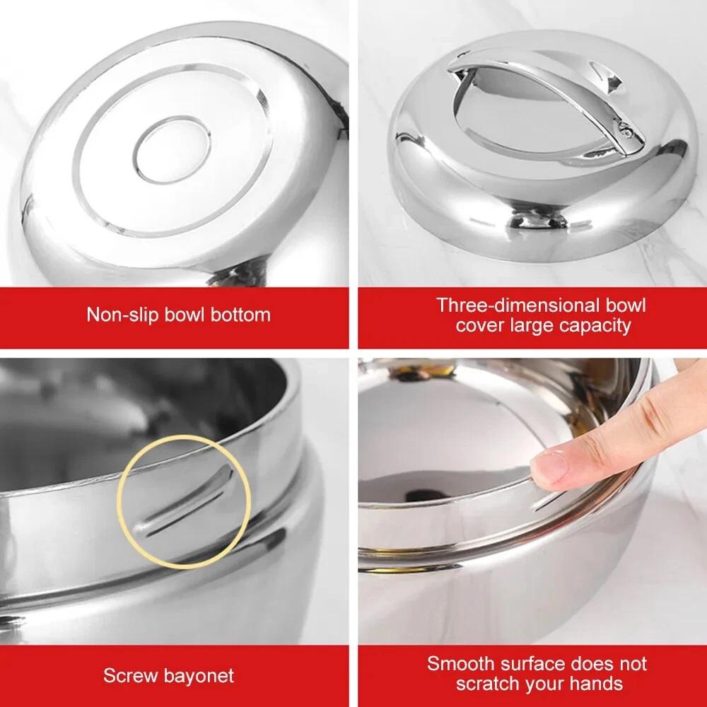 Stainless Steel Thermo Insulated Thermal Lunch Bento Box Round Food Container - Image 4