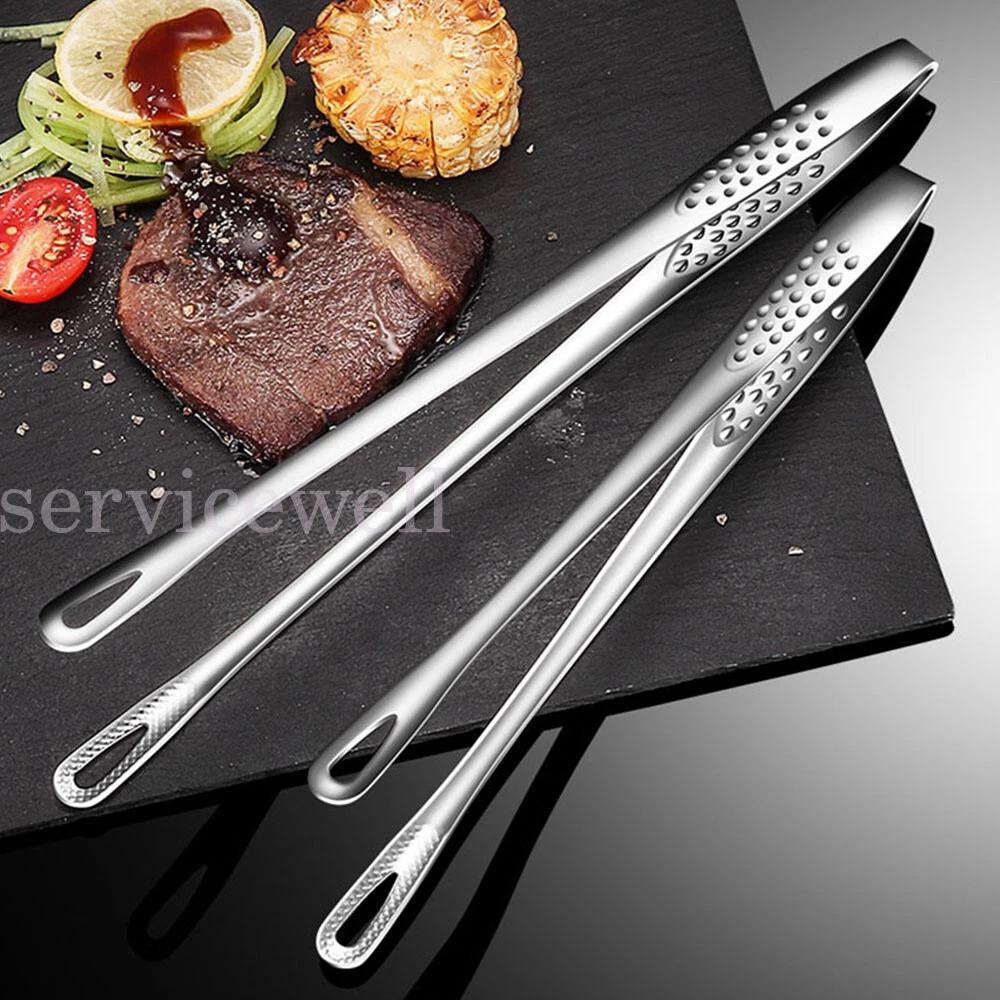 Stainless Steel Kitchen Straight Grill Tweezers BBQ Food Tongs Tools - Image 3