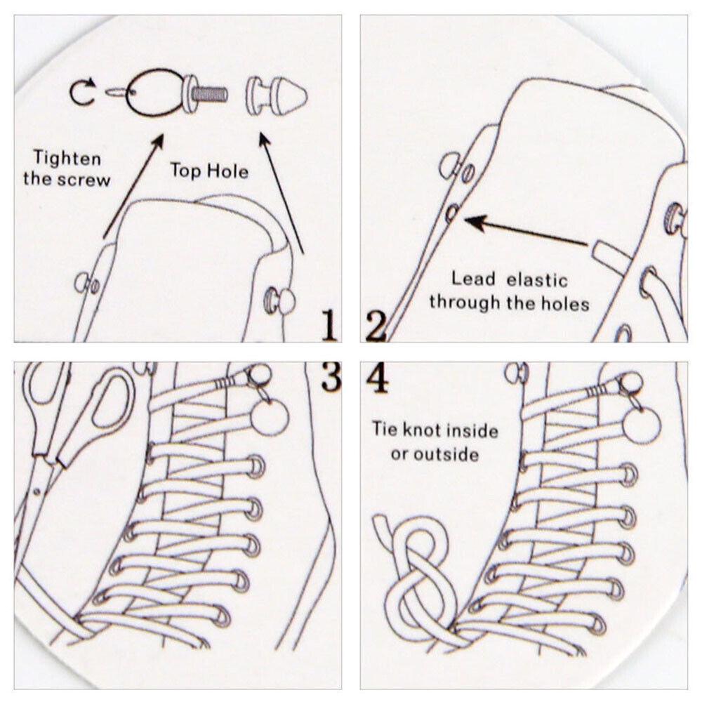 Sport Quick No Tie Shoe Laces Lazy Laces Elastic Shoelaces Flat Lace - Image 5