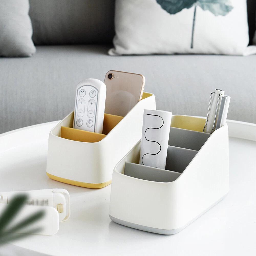 TV Remote Control Holder Table Storage Box 3Grid Desktop Tidy Organizer Case - Image 4