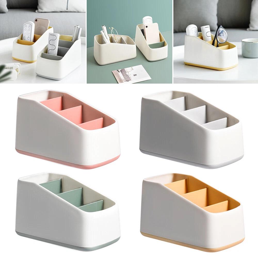 TV Remote Control Holder Table Storage Box 3Grid Desktop Tidy Organizer Case
