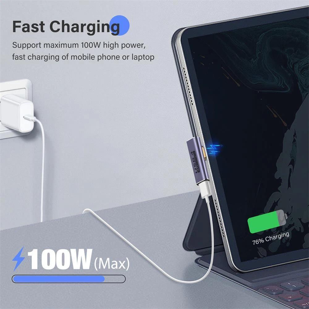 90d Right Angle USB 4.0 Type C Male To Female USB C Converter Adapter 100W - Image 6