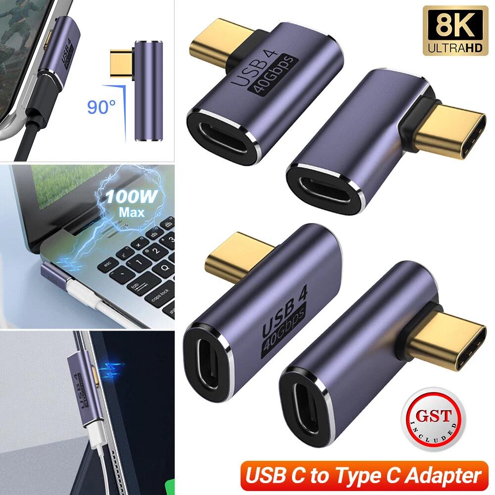 90d Right Angle USB 4.0 Type C Male To Female USB C Converter Adapter 100W