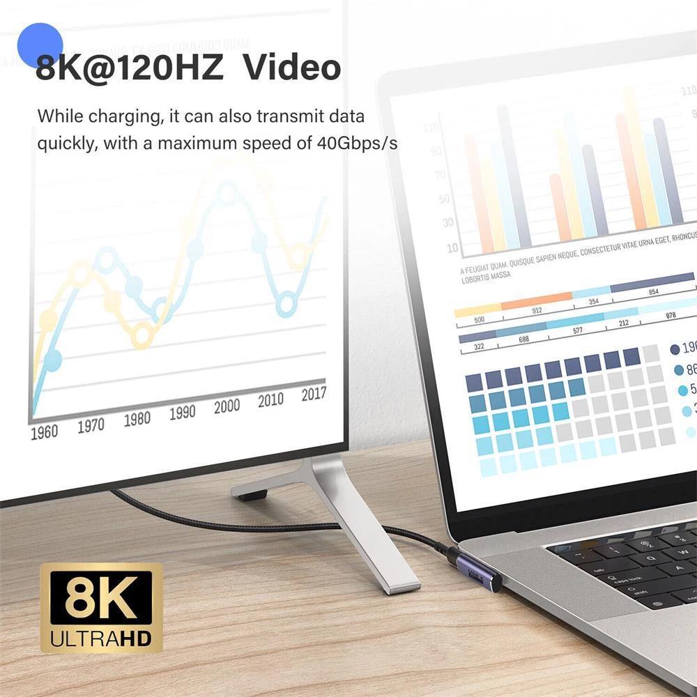 90d Right Angle USB 4.0 Type C Male To Female USB C Converter Adapter 100W - Image 5