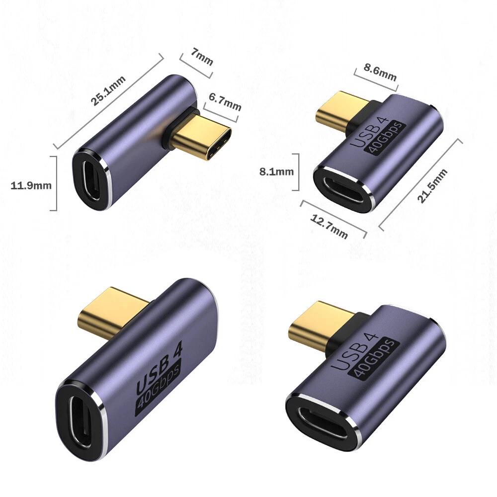 90d Right Angle USB 4.0 Type C Male To Female USB C Converter Adapter 100W - Image 2