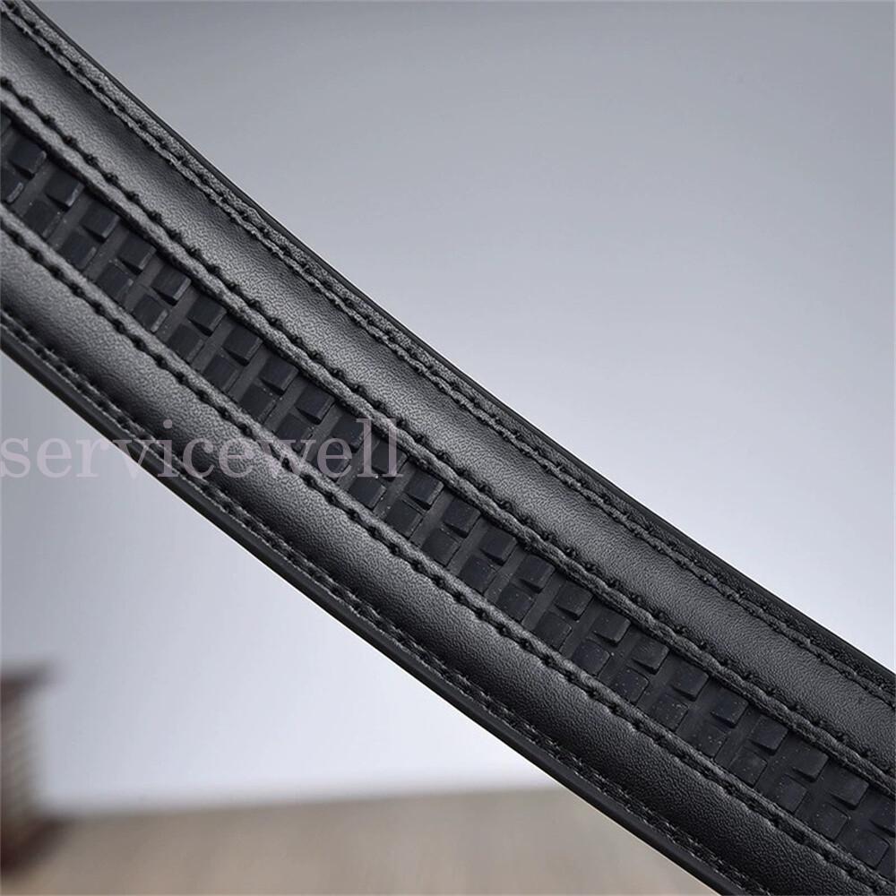 Luxury Classic Black Men's Real Leather Belt No Buckle Ratchet Waist Strap - Image 5