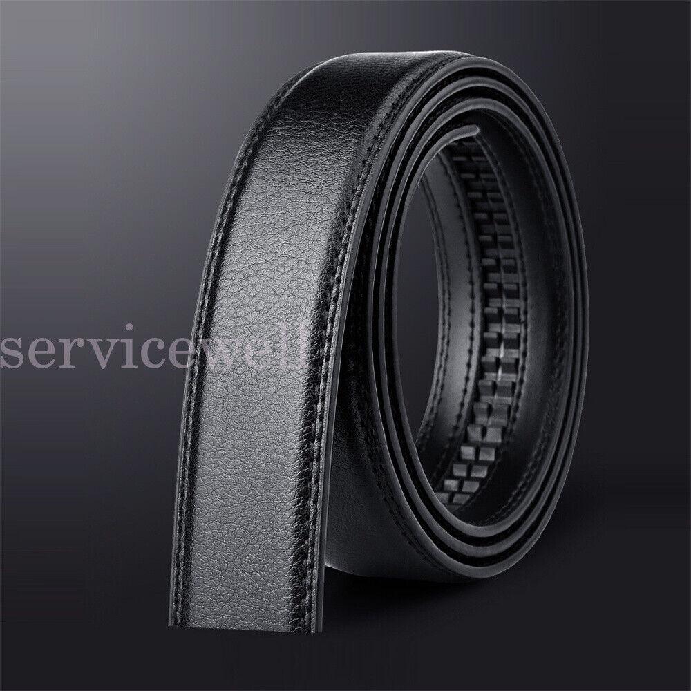 Luxury Classic Black Men's Real Leather Belt No Buckle Ratchet Waist Strap - Image 4