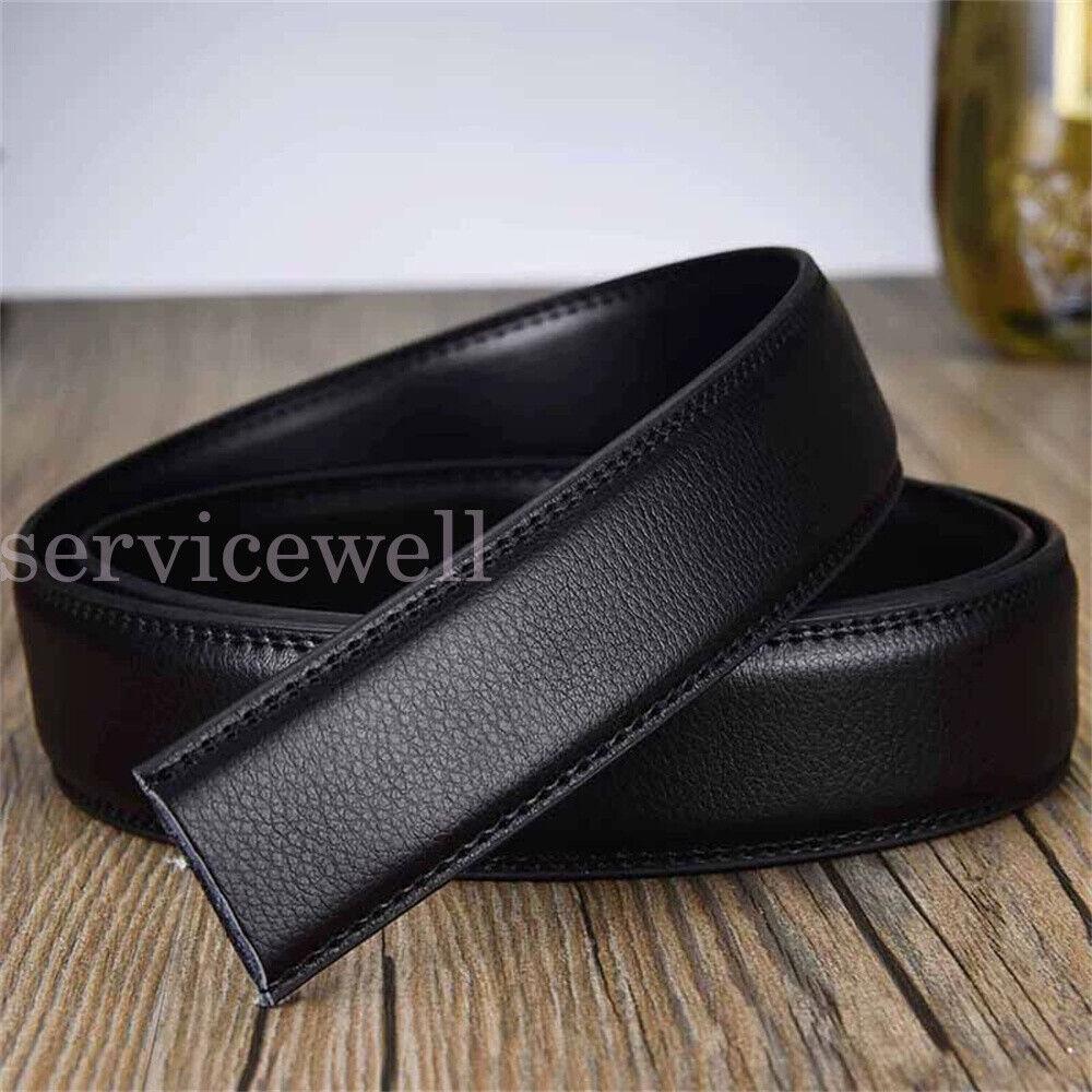 Luxury Classic Black Men's Real Leather Belt No Buckle Ratchet Waist Strap - Image 6