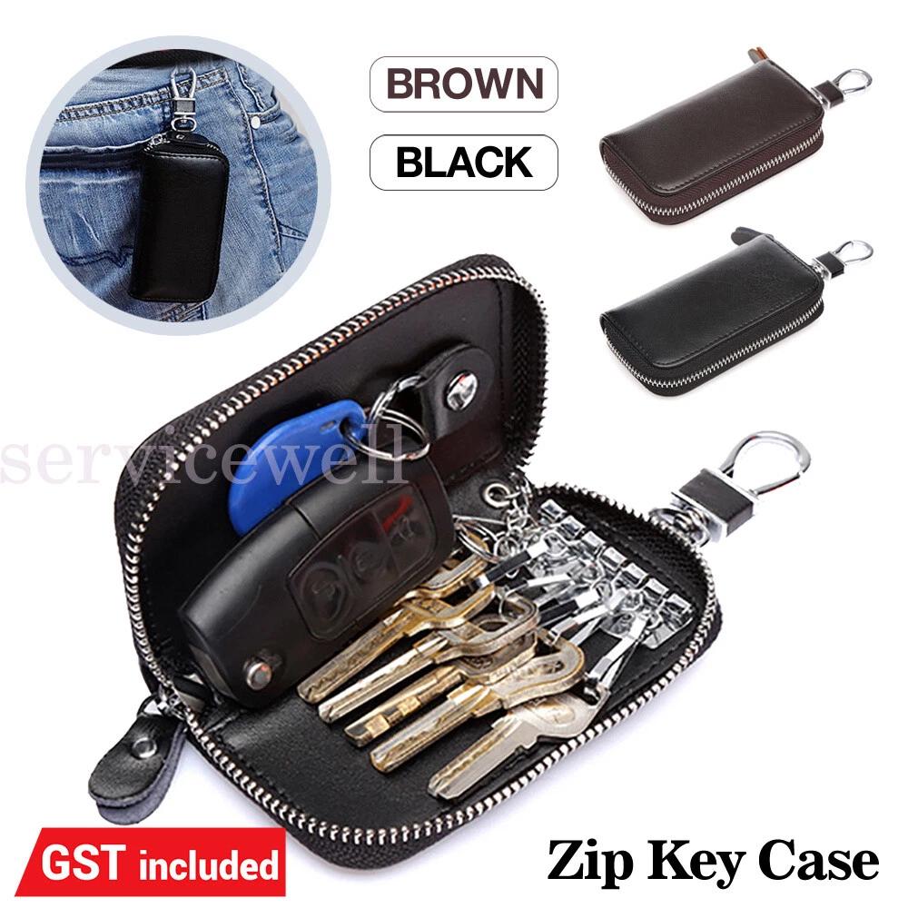 PU Leather Key Holder Case Keychain Pouch Bag Car Wallet Key Ring Unisex