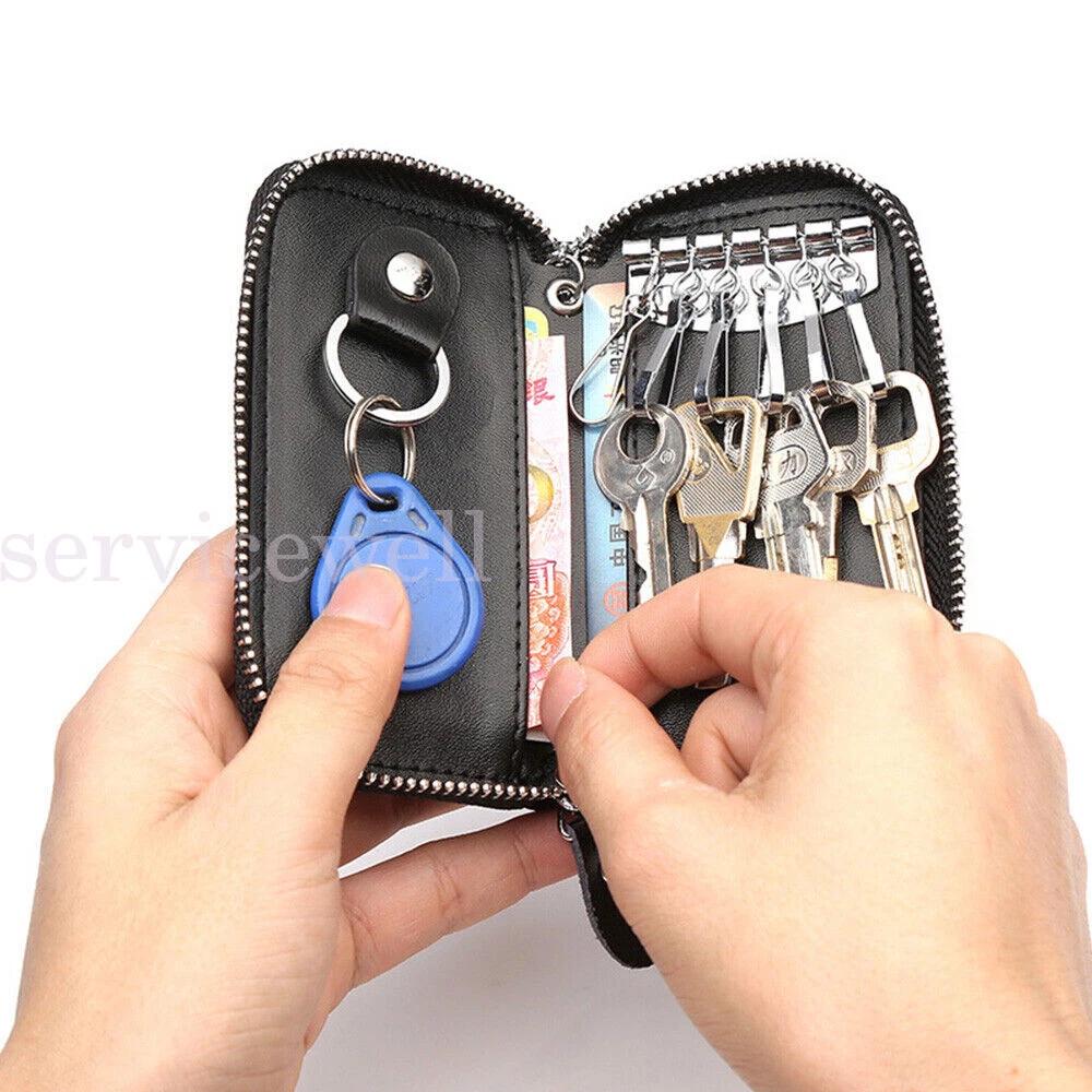 PU Leather Key Holder Case Keychain Pouch Bag Car Wallet Key Ring Unisex - Image 5