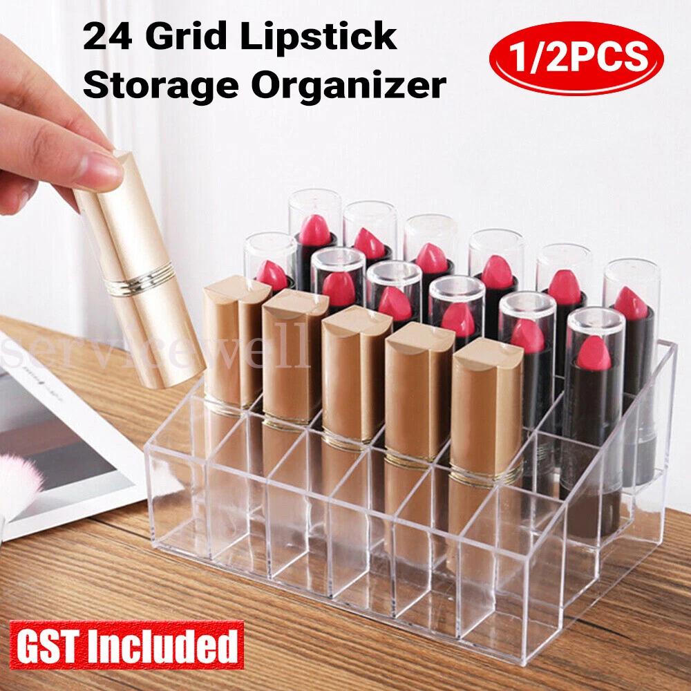 24 Lipstick Makeup Organizer Storage Display Cosmetic Stand Holder Rack
