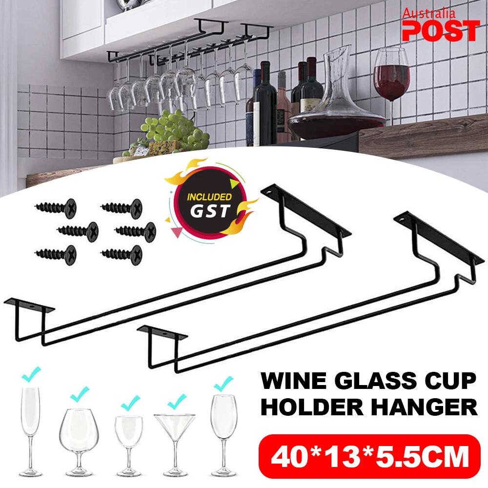 Wine Glass Rack Holder Hanger Rack Hanging Bar Shelf Row Storage Drying