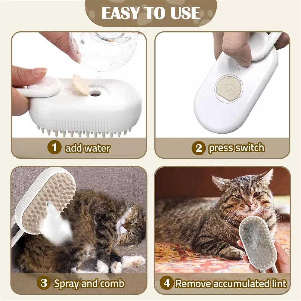 3 in 1 Cat Steam Brush Pet Grooming Dog Brush Electric Spray Massage Steamy - Image 3