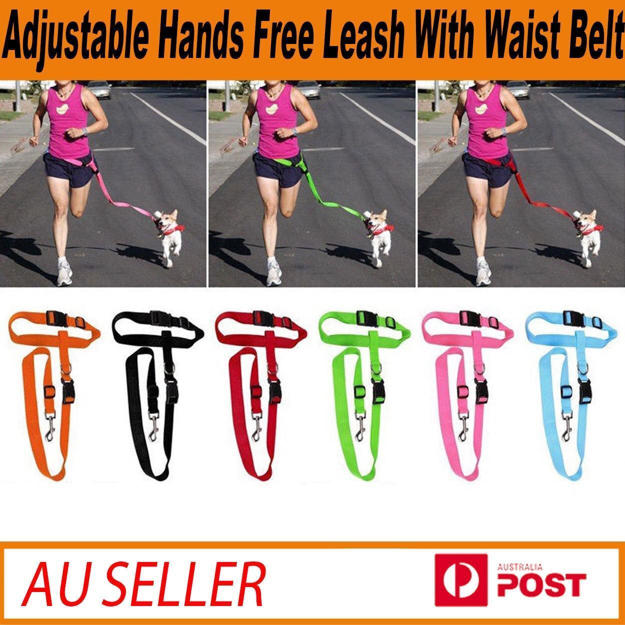 Adjustable Hands Free Leash Dog Lead W/ Waist Belt Jogging Walking Running