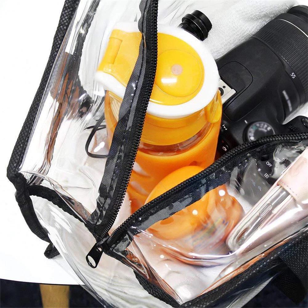 Clear Transparent Tote Bags PVC Zipper Shoulder Handbags Shopping Bags - Image 3