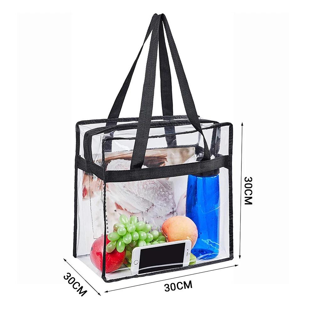 Clear Transparent Tote Bags PVC Zipper Shoulder Handbags Shopping Bags - Image 7