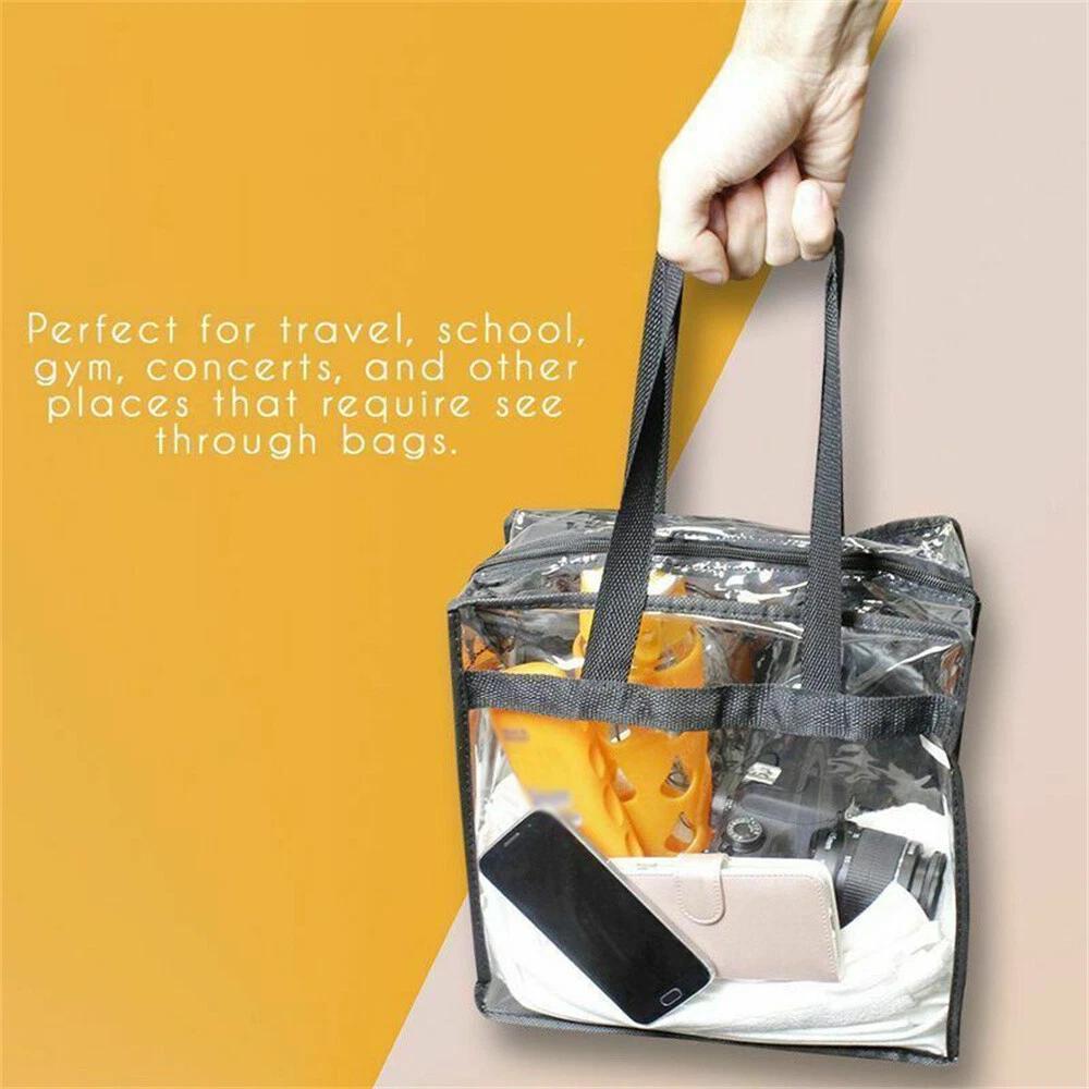 Clear Transparent Tote Bags PVC Zipper Shoulder Handbags Shopping Bags - Image 5