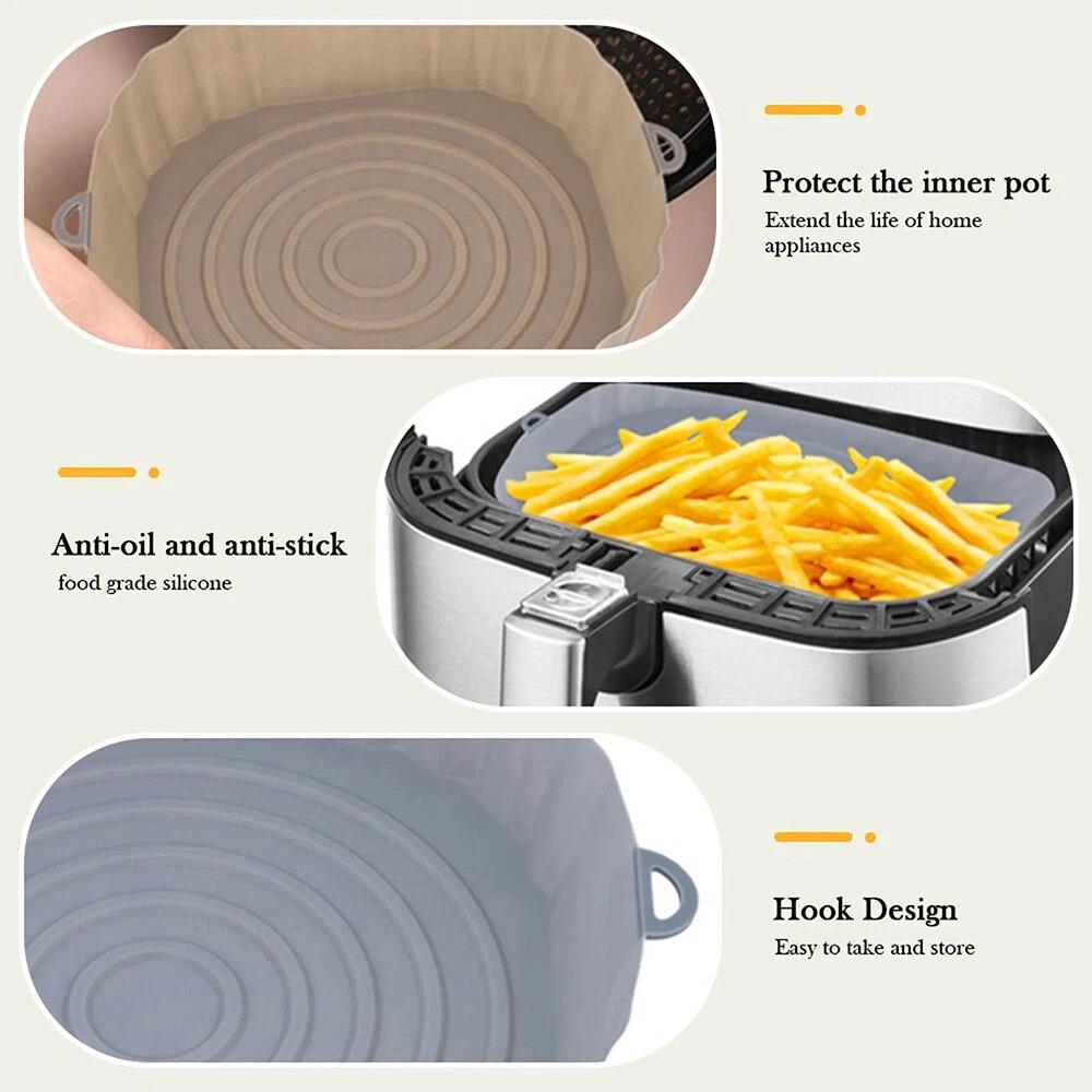 Square Air Fryer Air Fryer Silicone Pot Basket Liner Non Stick Baking Tray - Image 3