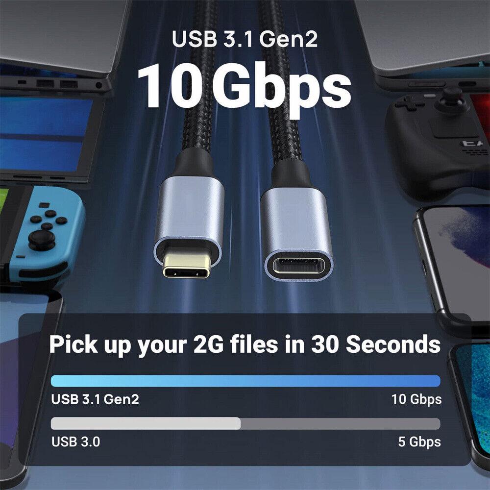 USB 3.1 Type C USB C Extension Cable Male to Female Extender Charging Cord - Image 3