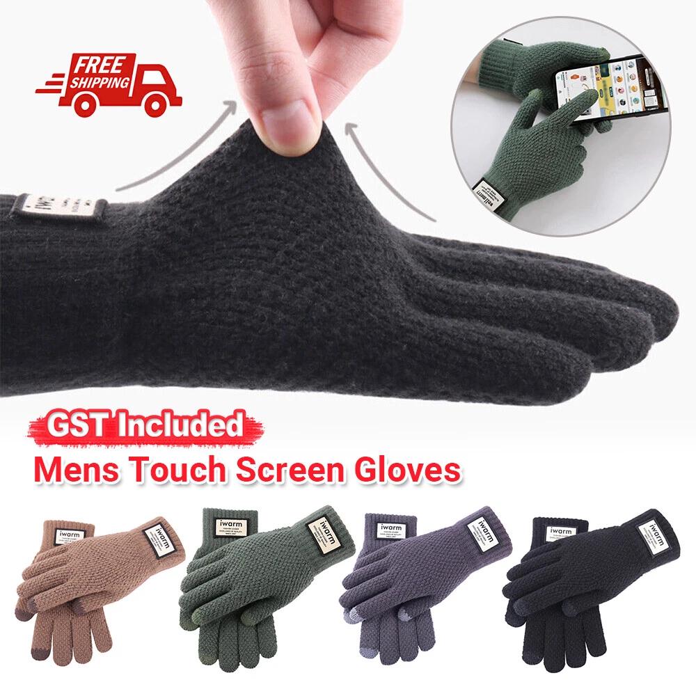 Mens Winter Warm Windproof Fleece Lined Thermal Touch Screen Gloves Outdoor