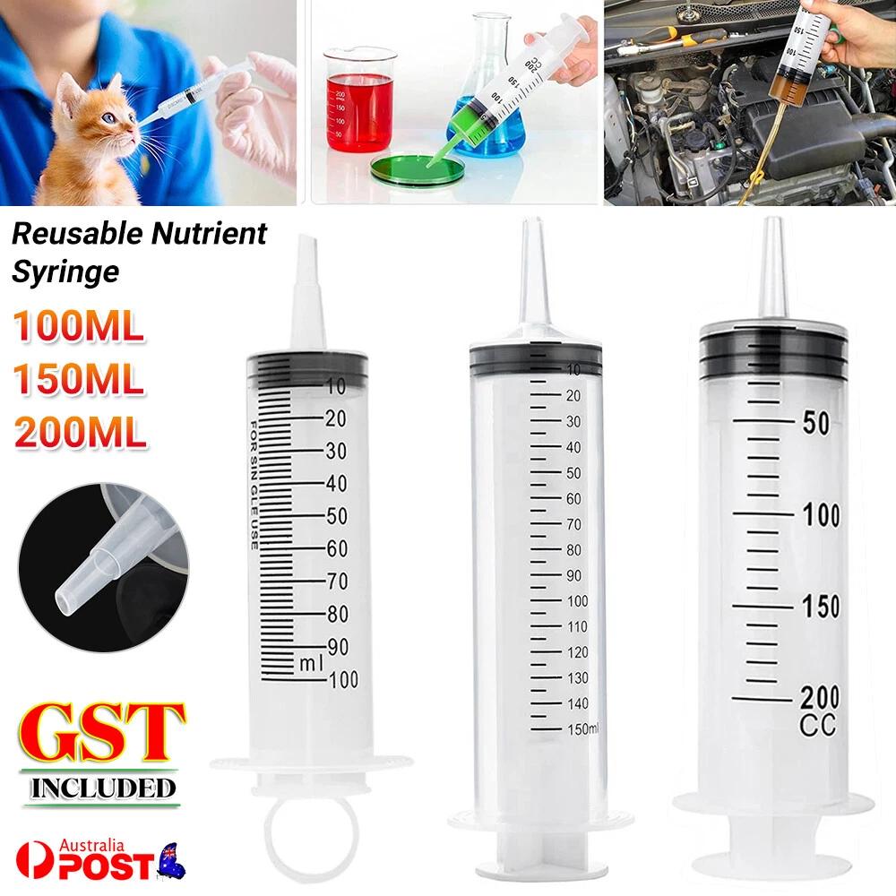 Reusable Big Large Plastic Hydroponics Nutrient Measuring Syringe 100-200ML