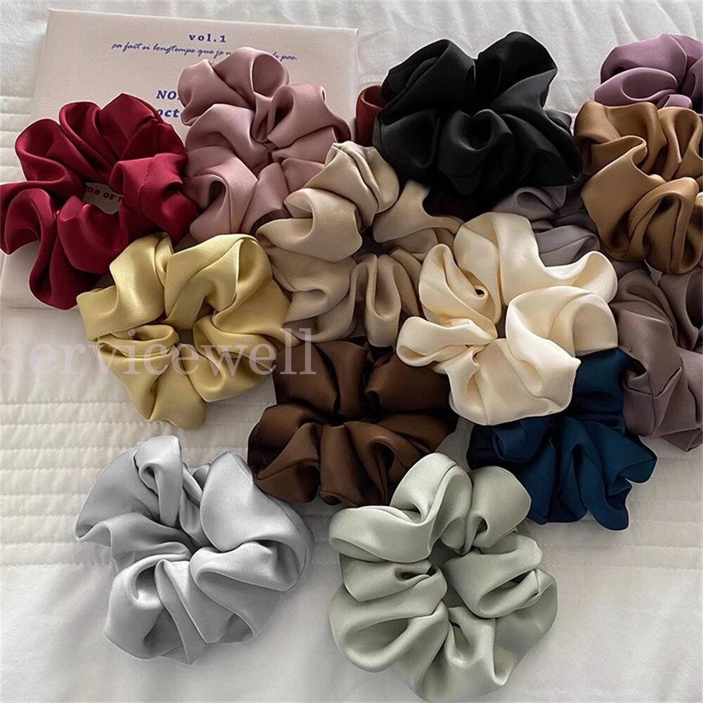 Large Scrunchies Silk Satin Elastic Hair Bands Rope Tie Ponytail Accessory - Image 3