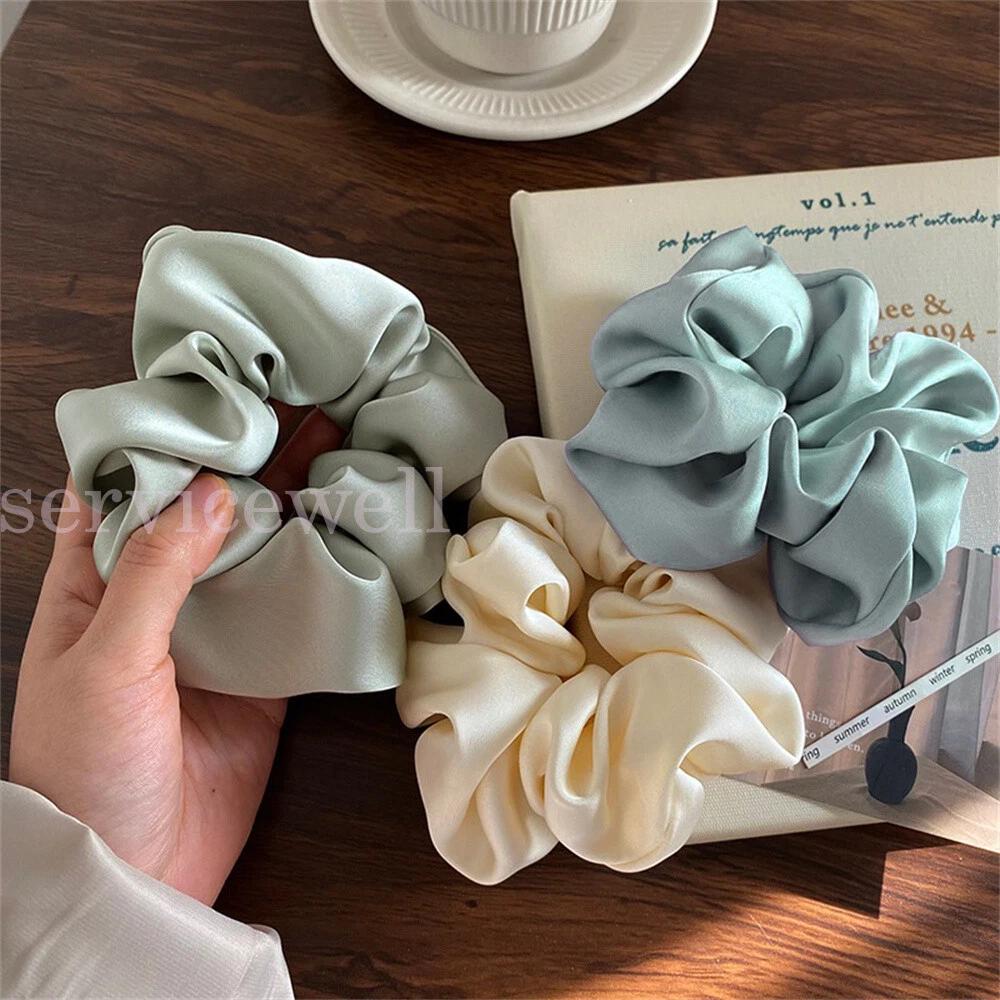 Large Scrunchies Silk Satin Elastic Hair Bands Rope Tie Ponytail Accessory - Image 2